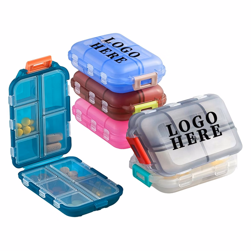 Portable 10-Slot Clear Pill Storage Case