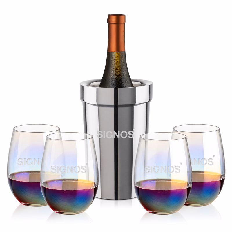 Milano Wine Cooler & Miami Stemless Wine Set