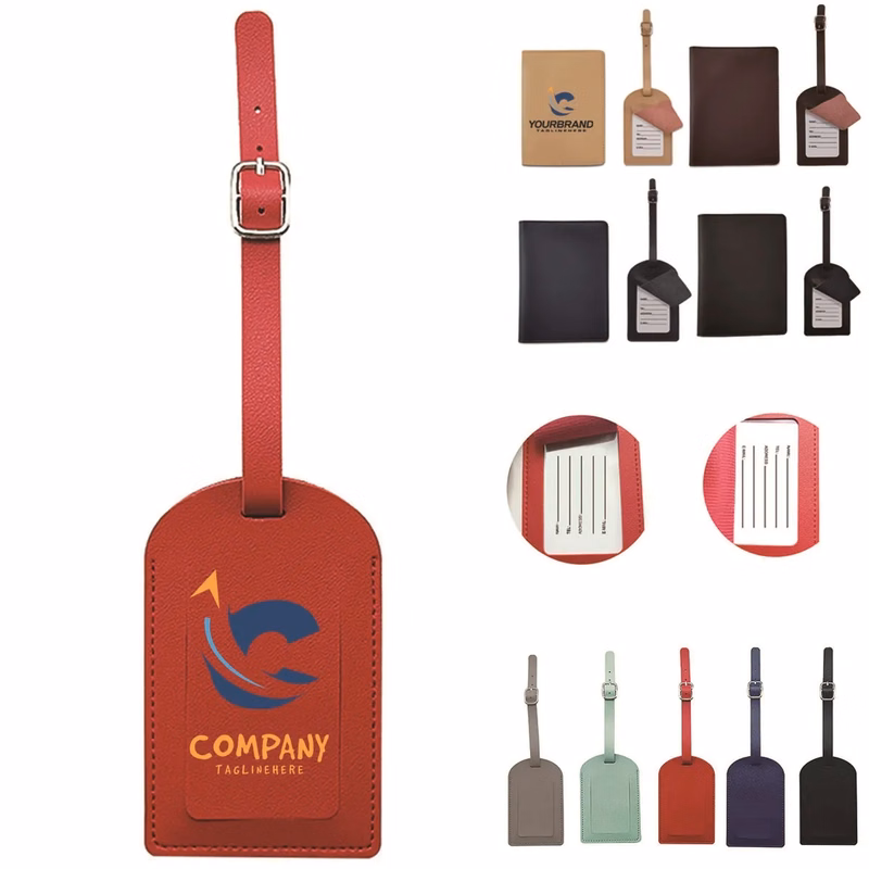 Premium Leather Luggage Bag Case Tags with Privacy Cover