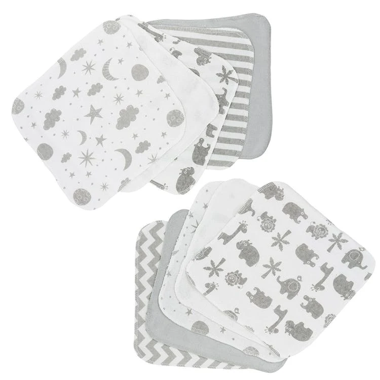 Terry Baby Washcloths - Gray 10 Pack 1