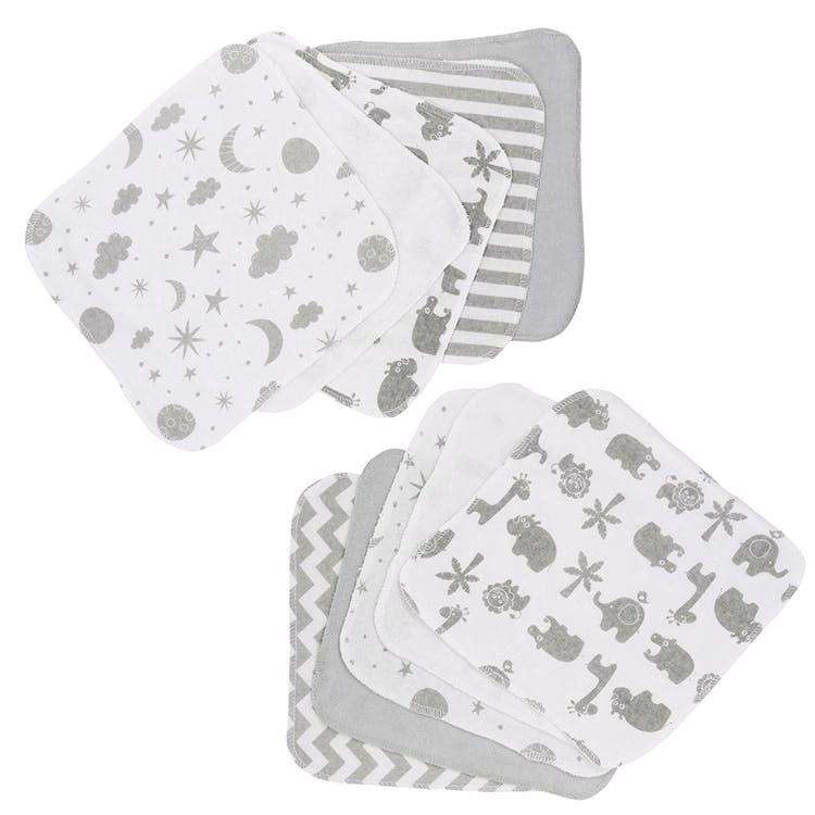 Terry Baby Washcloths - Gray 10 Pack