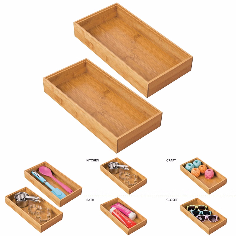 Wooden Bamboo Drawer Organizer