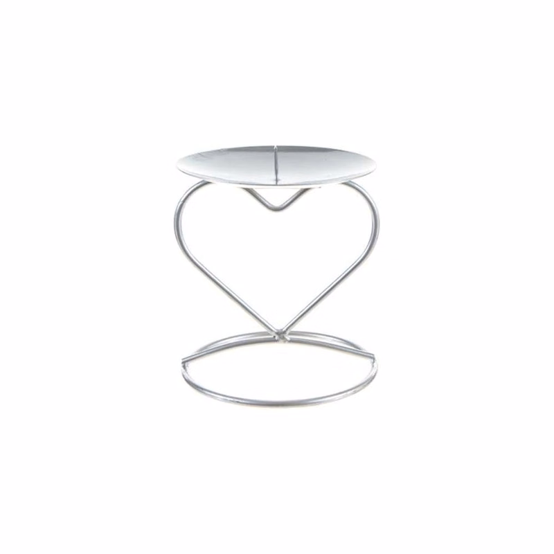 Heart Shaped Candle Holders - Matte Silver