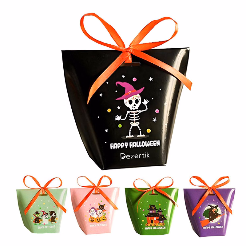 Colorful Printed Candy Box with Pumpkin Ghost Design