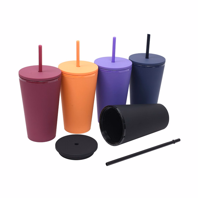16 oz Double-Layer Frosted Straw Cup