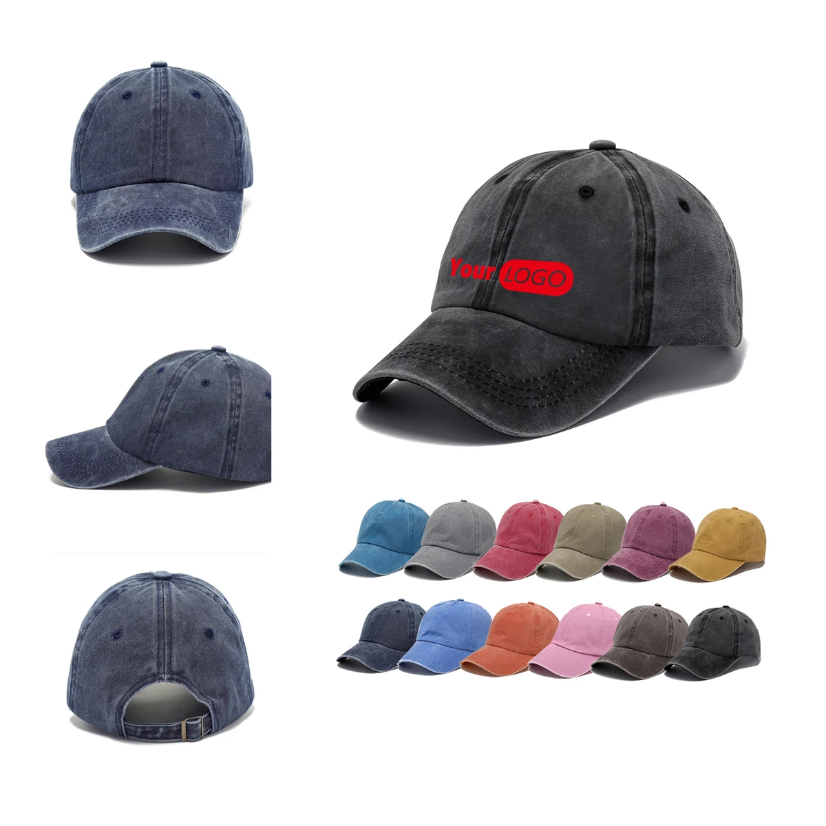 MOQ50 Custom Washed Embroidery Baseball Cap With Logo 1