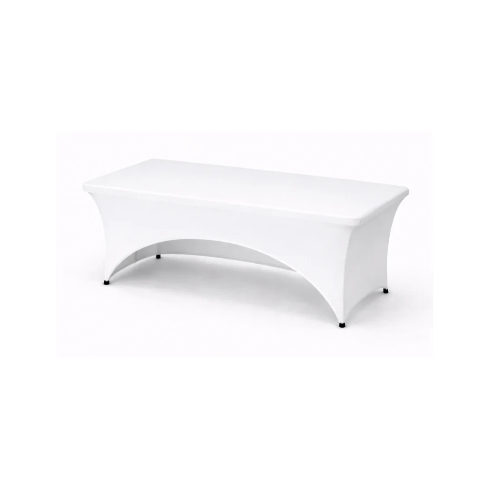 4 ft WHITE Open Back Fitted Table Cover w/Front Logo 1