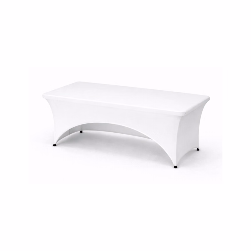 4 ft WHITE Open Back Fitted Table Cover w/Front Logo