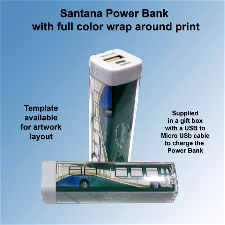 Santana Power Bank with Full Color Insert Wrap - 2000mAh