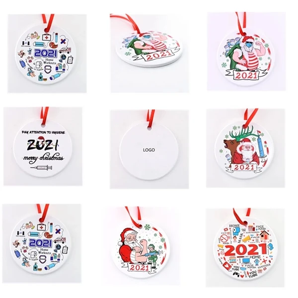 Christmas Ceramic Hanging Ornament Two-Side Printed 1