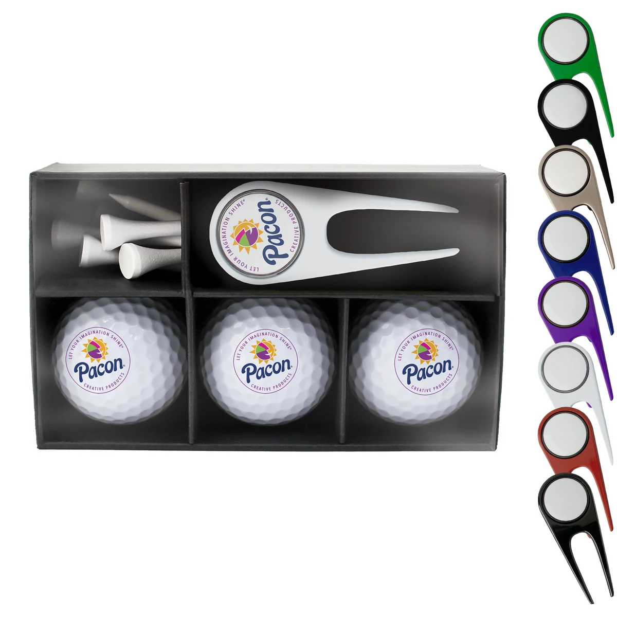 Golf Essentials Combo Gift Box — 3 Golf Balls, Divot Tool & Tees 1
