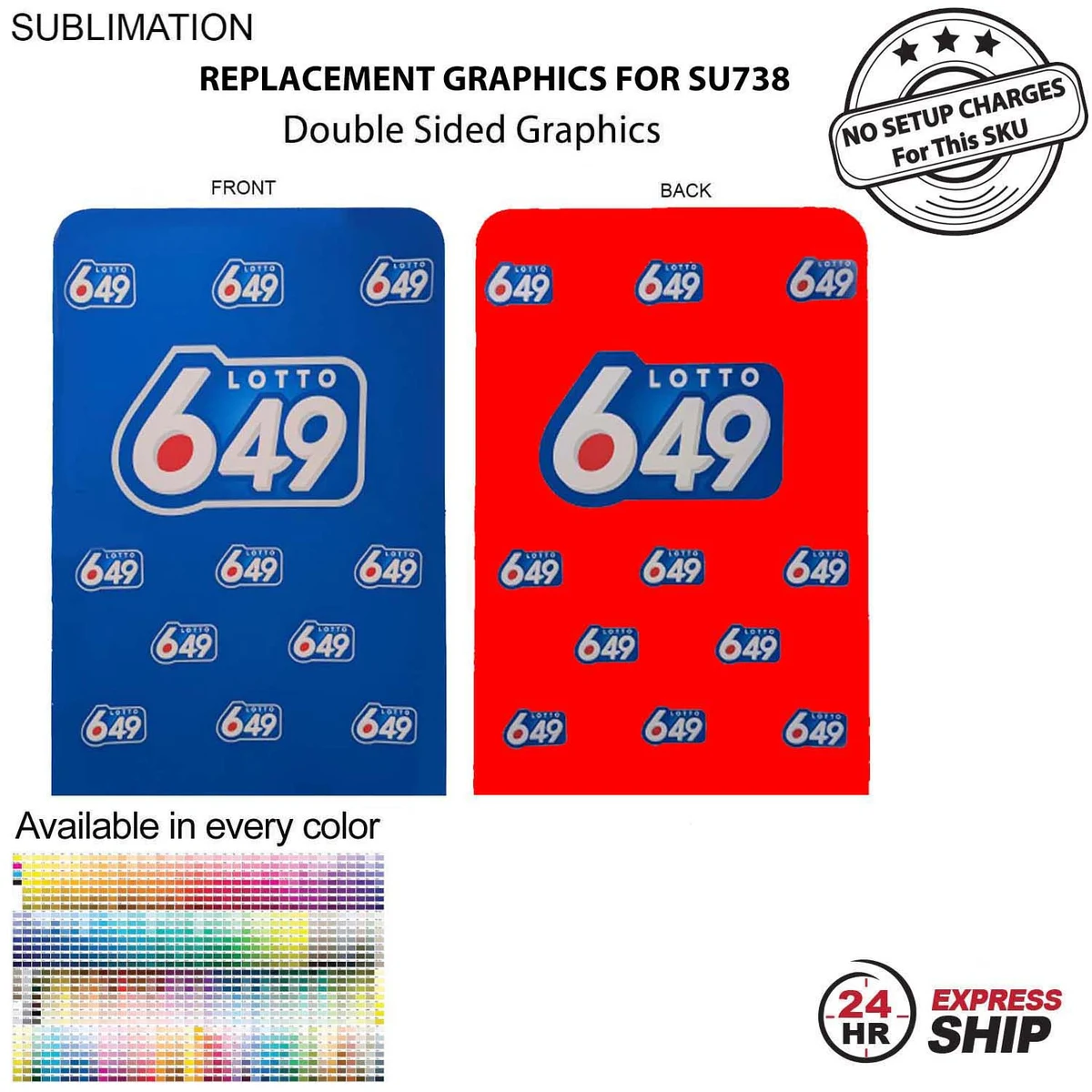 24Hr Express Ship -Replacement Graphics Double Sided 5'W x 90"H EuroFit Tension Fabric Slip on cover 1