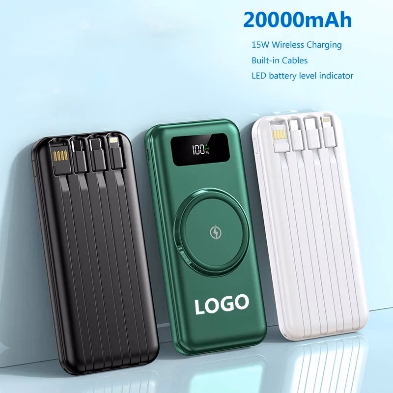 20000mAh Wireless Charger Power Bank with Charging Cable