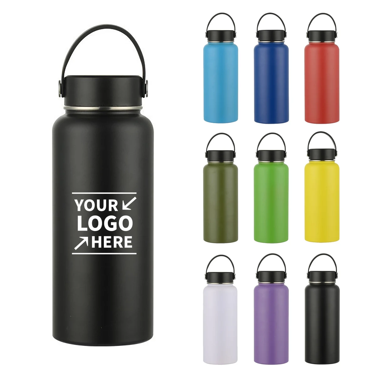 Stainless Steel Water Bottle With Wide Mouth Lid 1