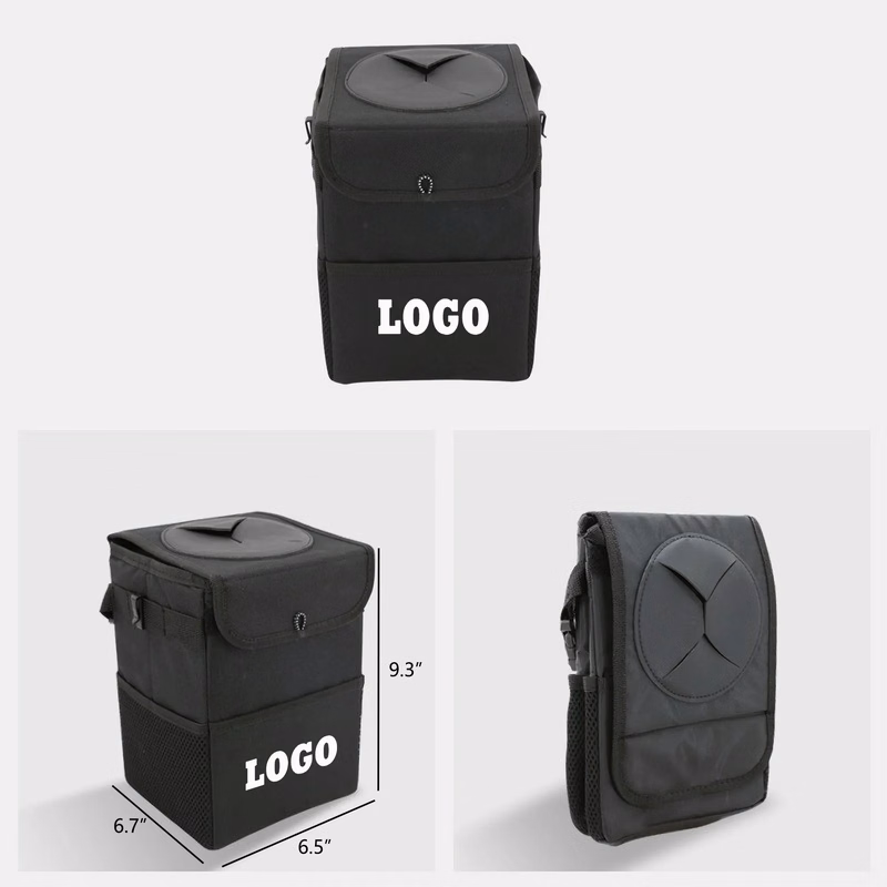 MOQ100 Leak-Proof Car Trash Can With Lid And Pockets