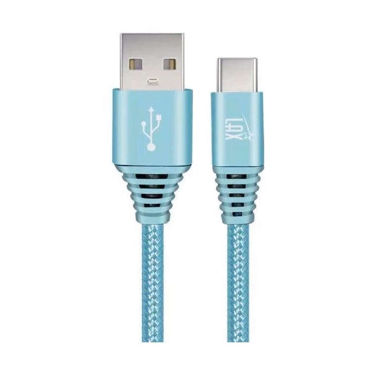 Braided Nylon USB-C Cable - 10' Baby Blue