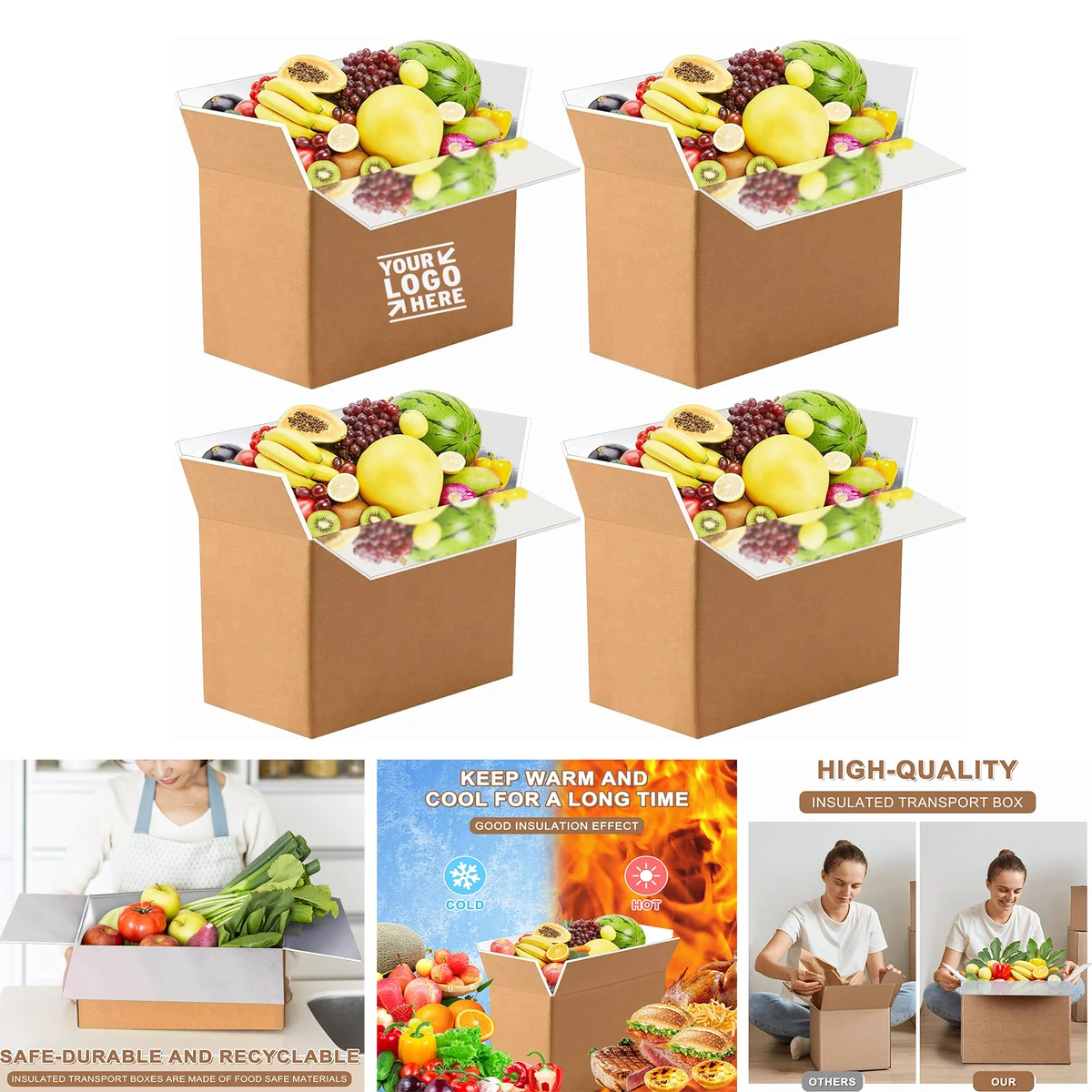 Insulated Thermo Chill Insulated Frozen Food Reusable Shipping Box with Aluminum Foil Liner 1