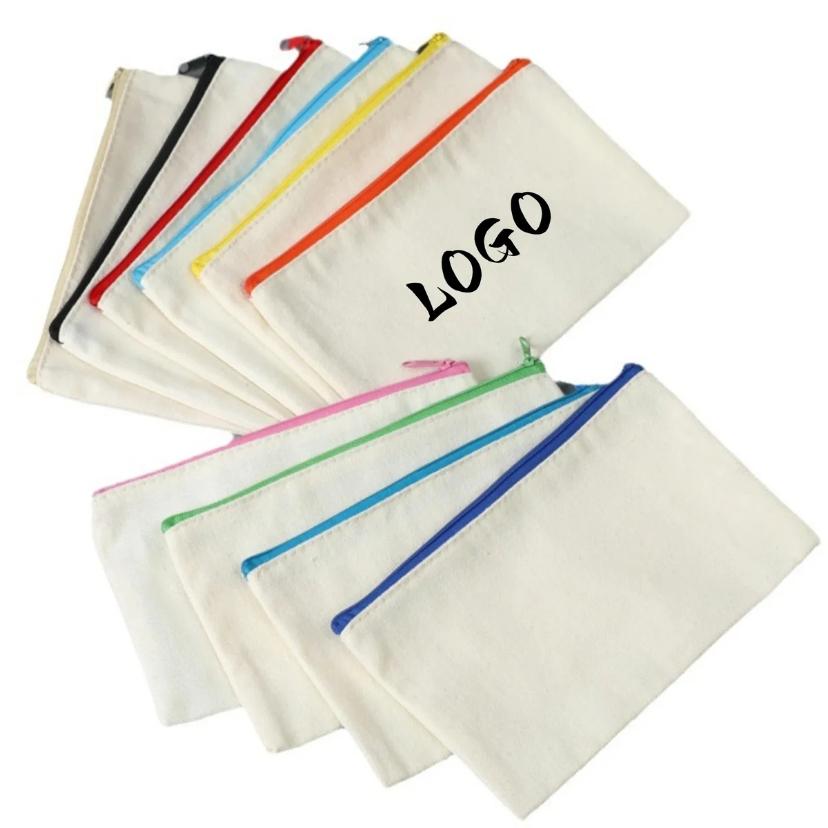 MOQ50 Eco-Friendly Cotton Canvas Zipper Pouch, custom tote bag with logo imprint 1