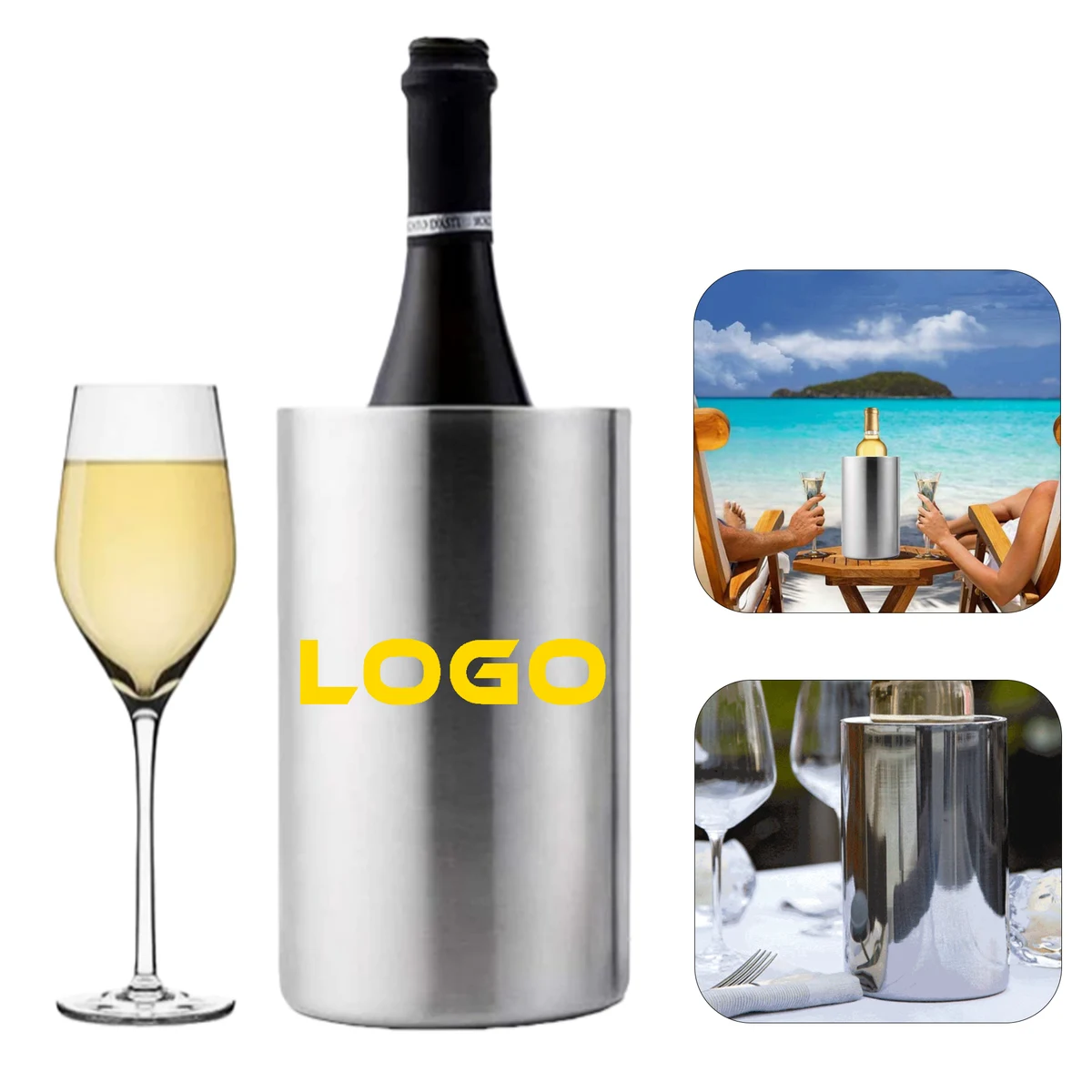 Stainless Steel Double Wall Wine Bottle Cooler Bucket 1