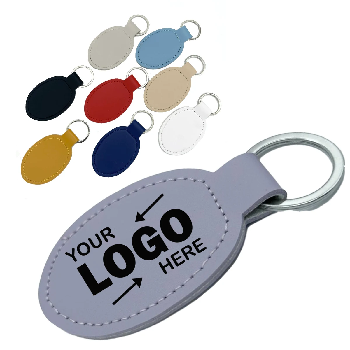 Custom Logo Multi-Color PU Leather Keychain 1