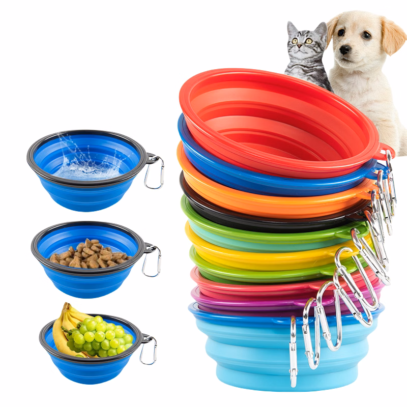 32oz Foldable Silicone Pet Dog Bowl with Carabiner