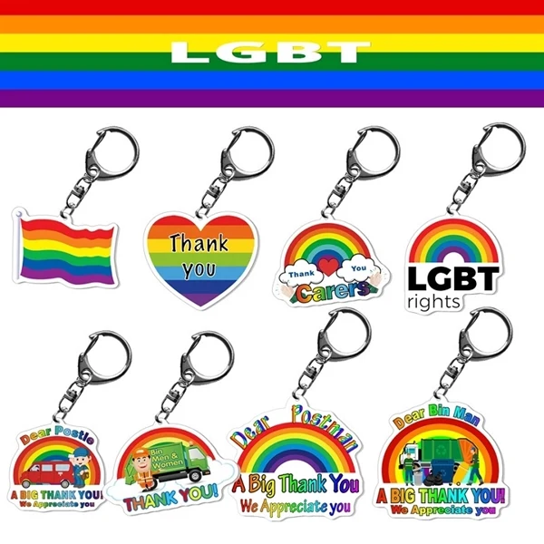 Custom Rainbow Pride Awareness Keychain — Engraved Message for Inclusive Teams & Advocacy 1