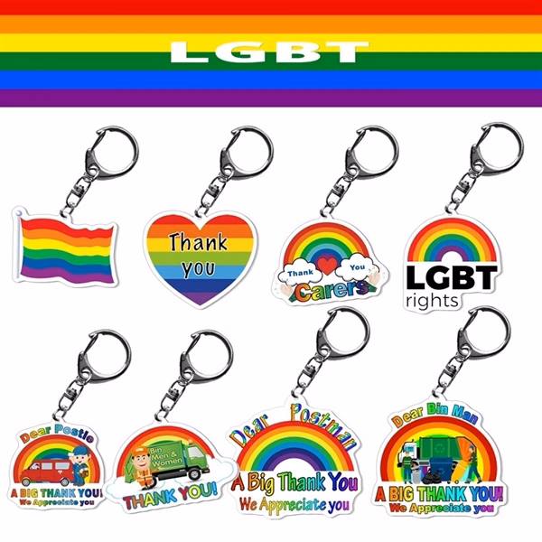 Custom Rainbow Pride Awareness Keychain — Engraved Message for Inclusive Teams & Advocacy