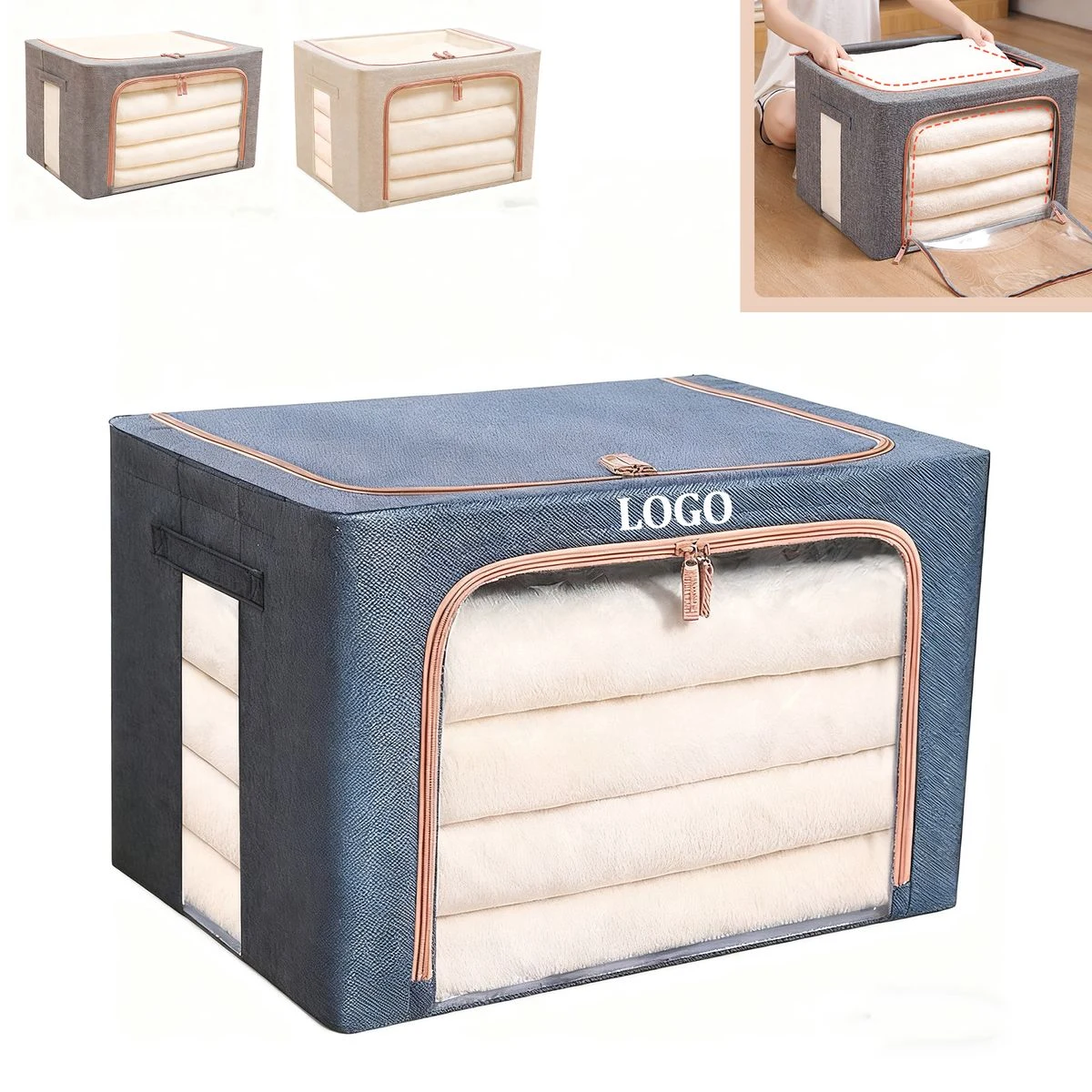 Large Capacity Linen Foldable Storage Box 1