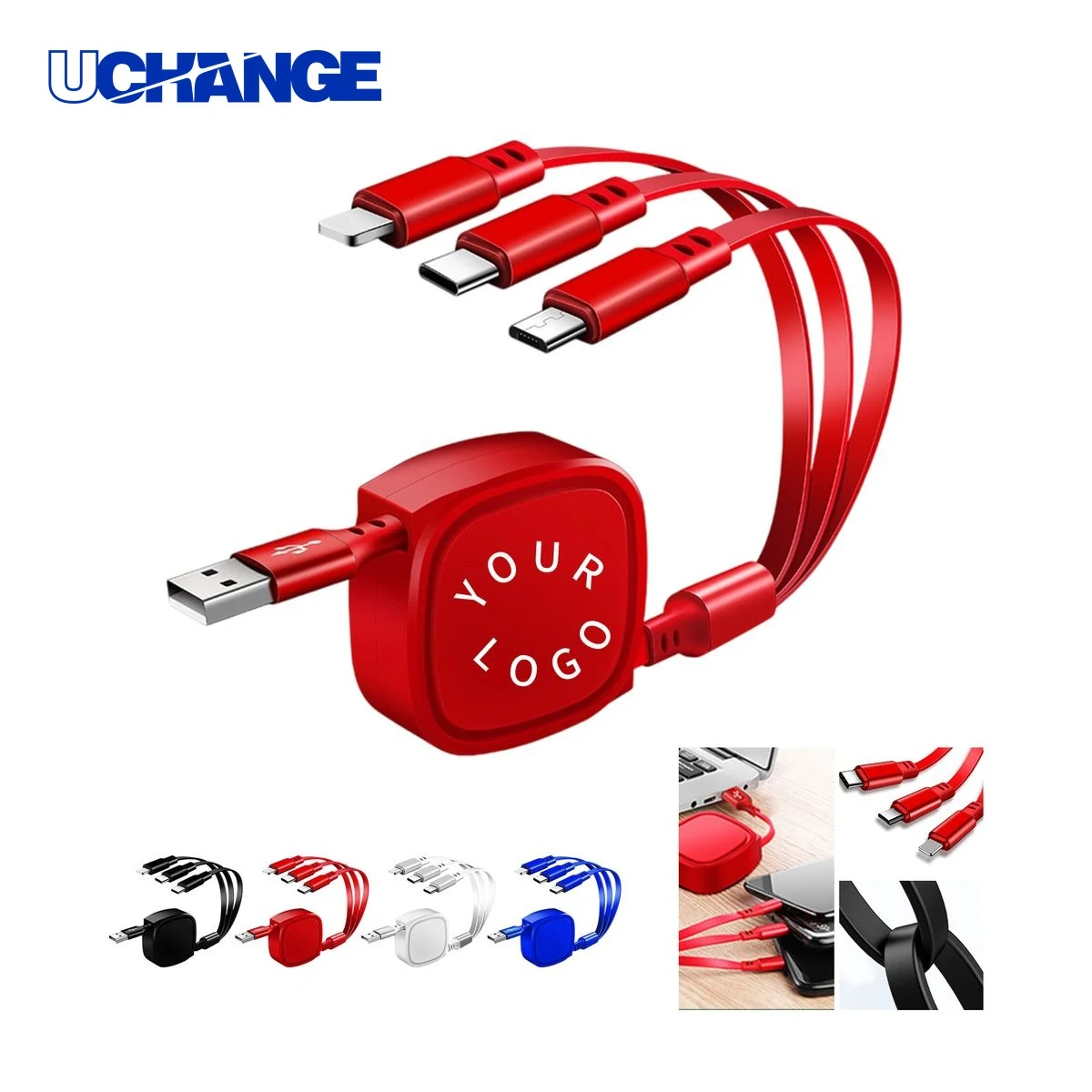 Stretchable Three In One Charging Cable 1