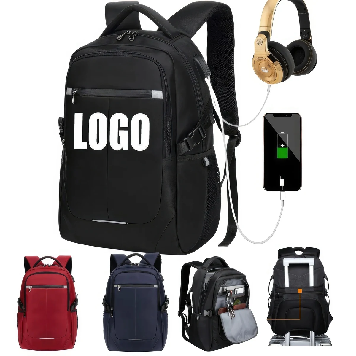 Business Travel School Laptop Backpack with USB Port 1