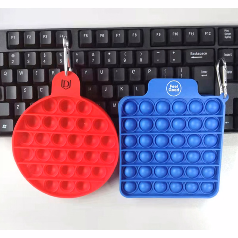 Square-Shaped Push Popping Bubble Keychain