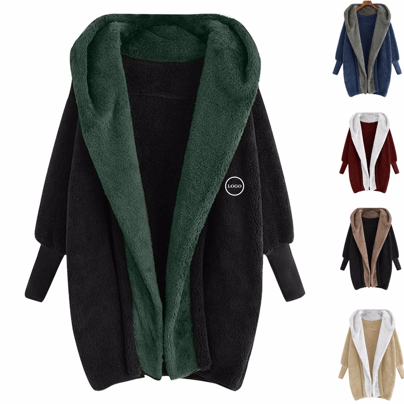 Plush Double-Sided Fleece Hooded Cardigan