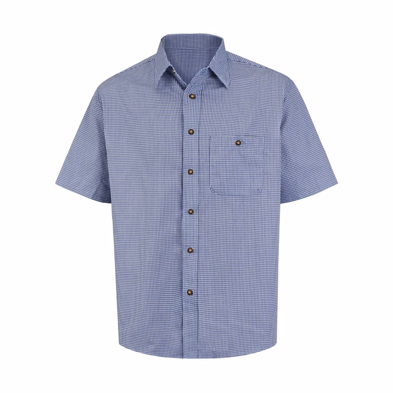 Men's Mini-Plaid Uniform Short Sleeve Shirt - SP84