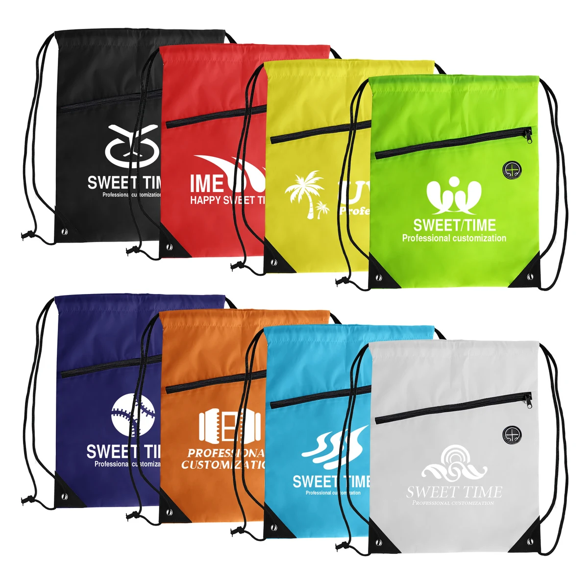 Drawstring Backpack With Zipper Pocket & Earphone Hole 1