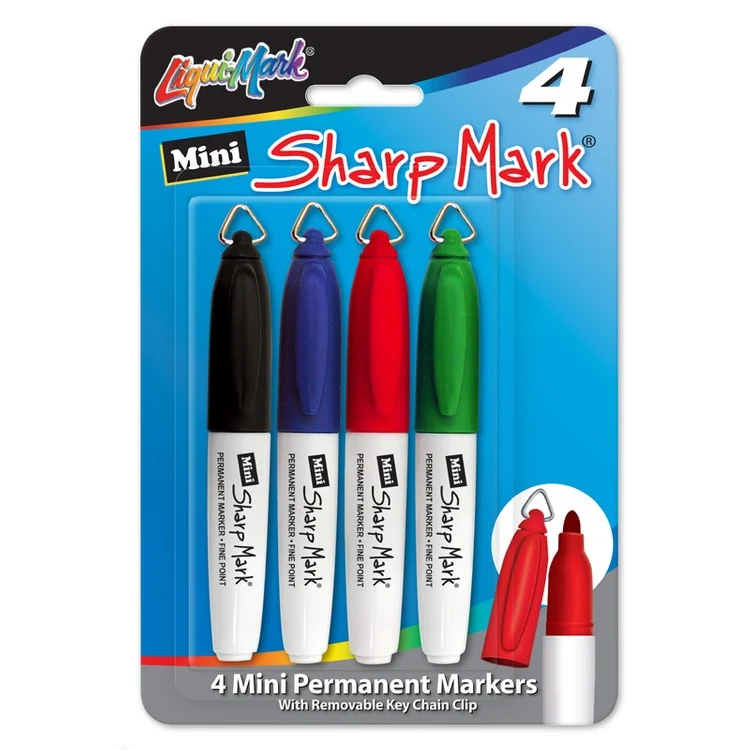 4 Pack "Sharp Mark" Mini Permanent Markers 1