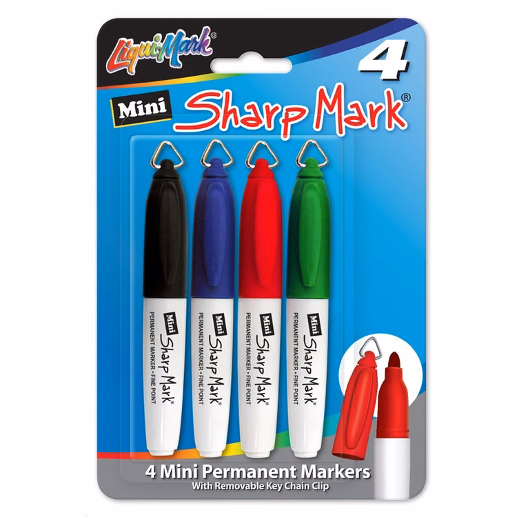 4 Pack "Sharp Mark" Mini Permanent Markers