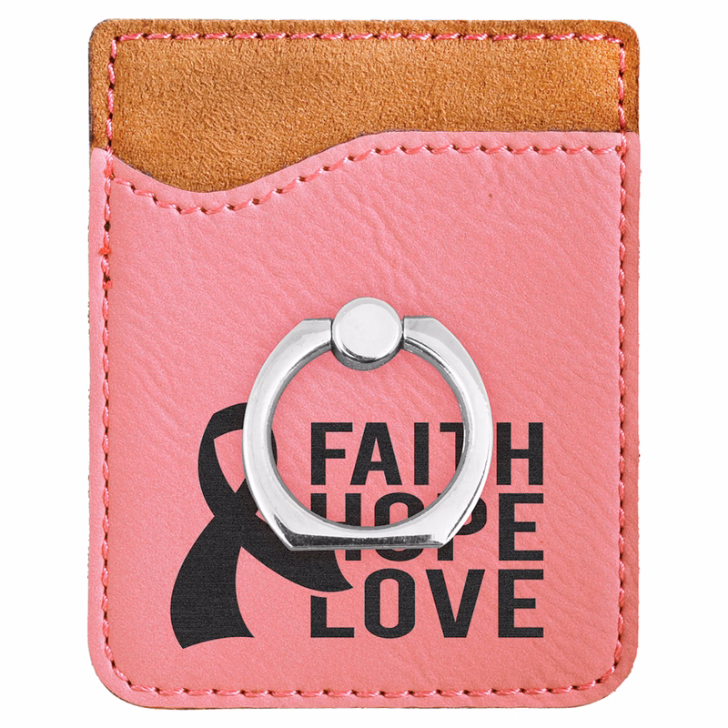 Pink Leatherette Phone Wallet with Silver Ring