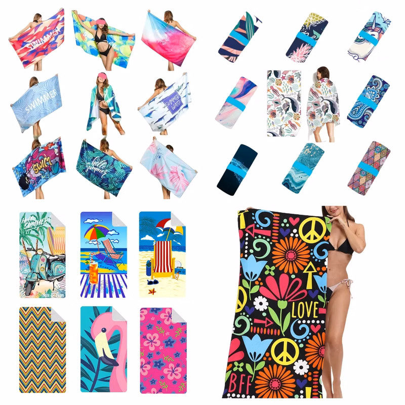 Microfiber Thin Lightweight Beach Towel Sand Free Quick Dry