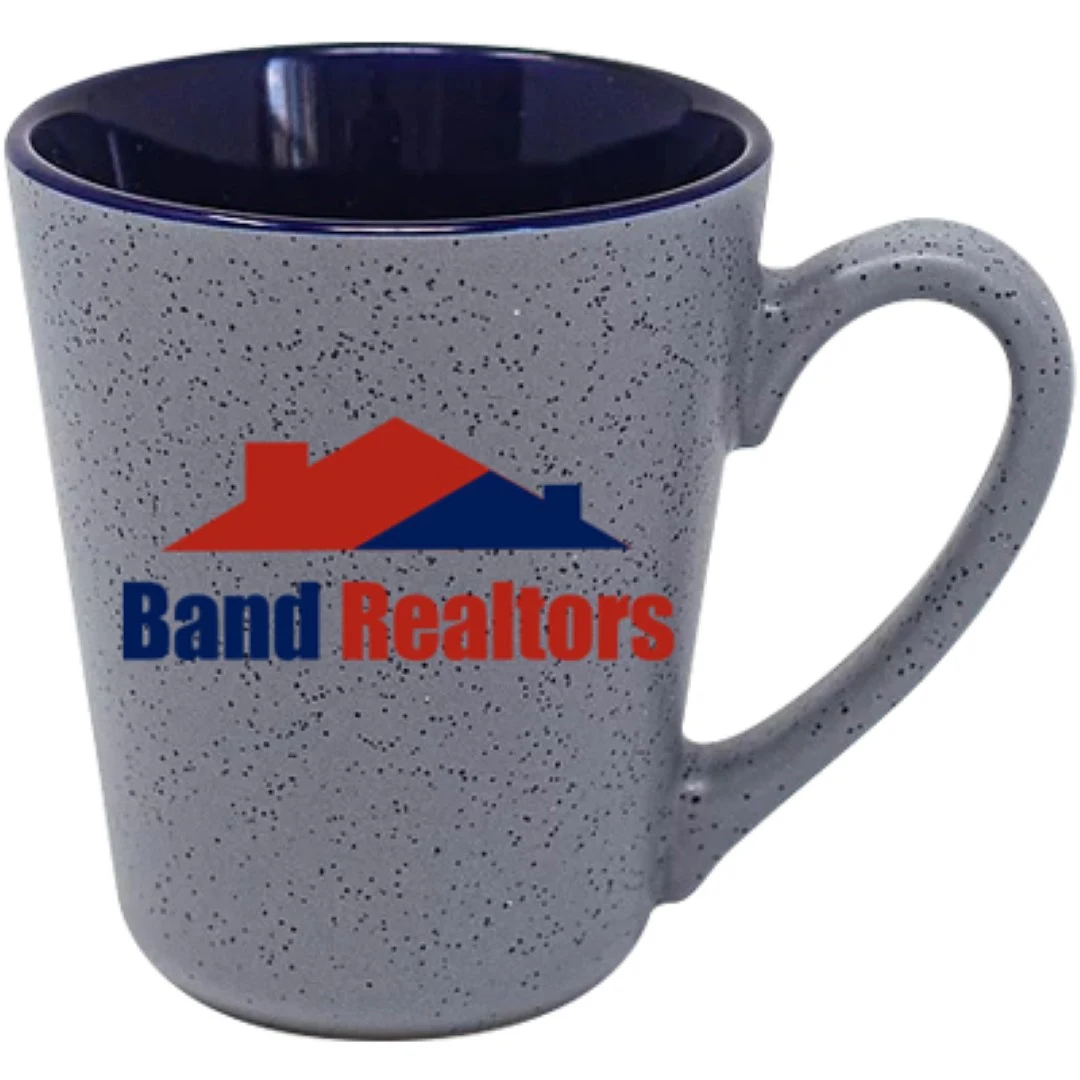 16 oz Firenze Funnel Cobalt Blue In - Grey Speckled Exterior Mug 1