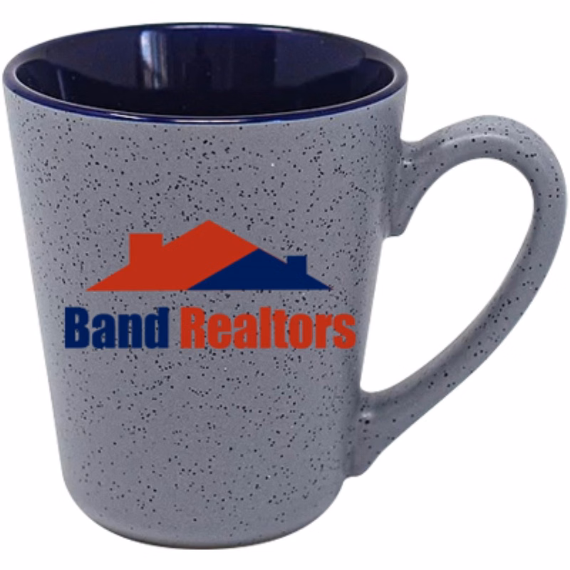 16 oz Firenze Funnel Cobalt Blue In - Grey Speckled Exterior Mug