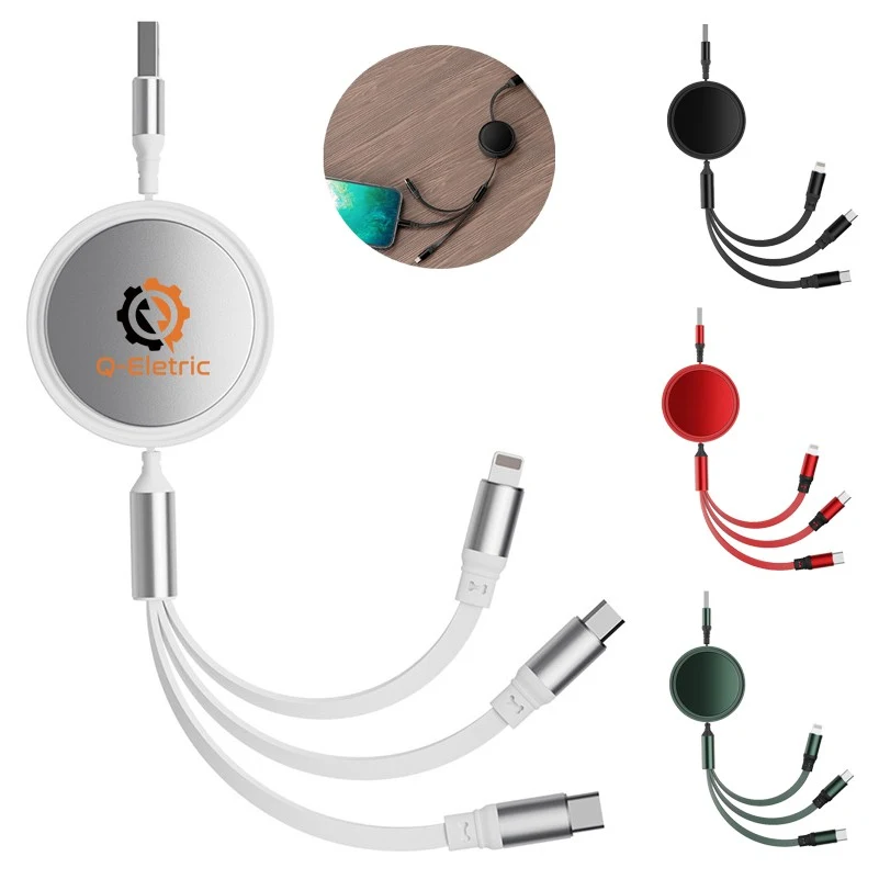 Portable Multi 3" 1 Retractable USB Fast Charging Cable 1