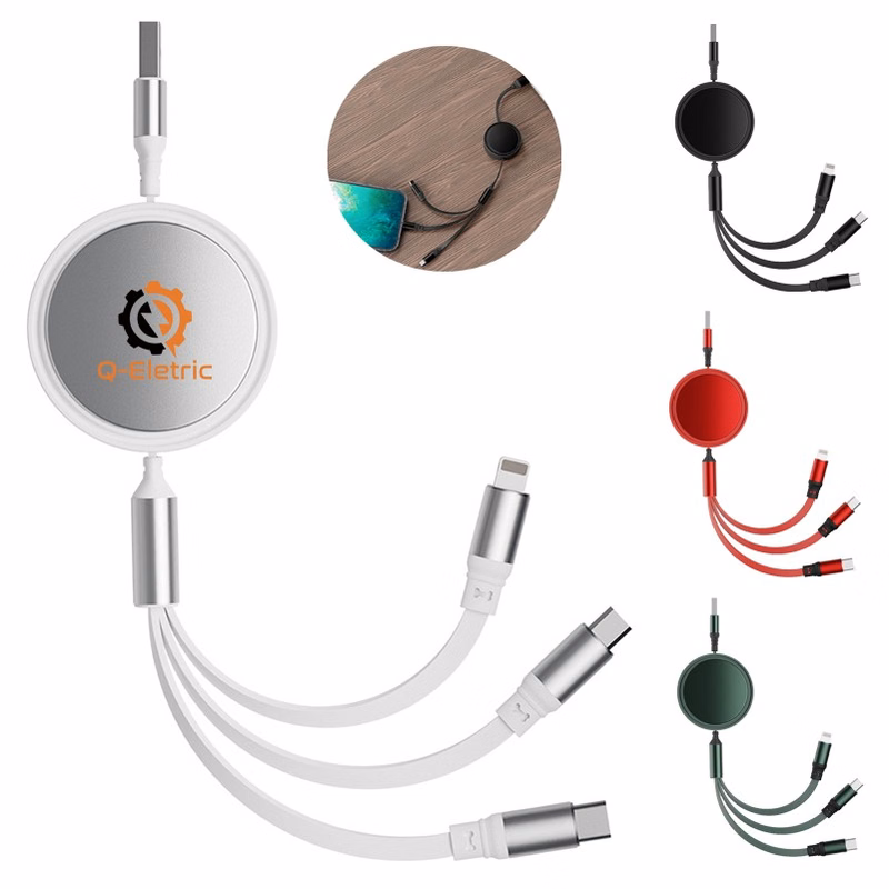 Portable Multi 3" 1 Retractable USB Fast Charging Cable