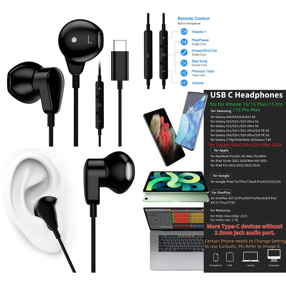 iBank ® USB C Headphone for iPhone / Galaxy / Google / Motorola 1