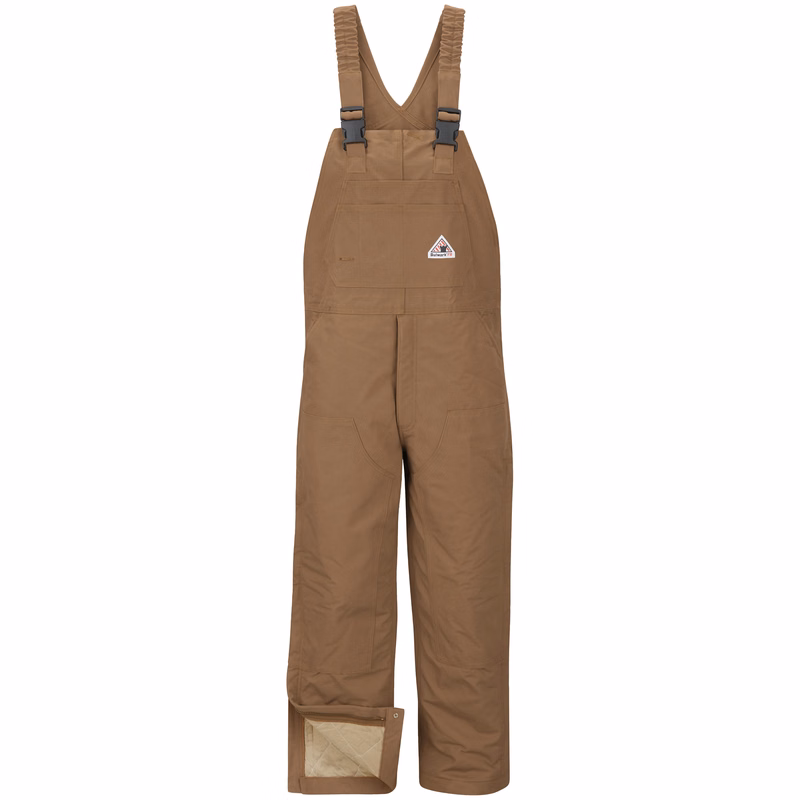 Bulwark® Men's Heavyweight FR Insulated Brown Duck Bib Overall with Knee Zip