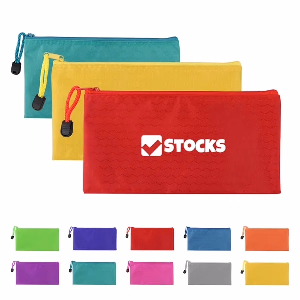 Custom 9" x 4.3" Waterproof PVC Zipper Pencil Pouch — Corporate Office Giveaway