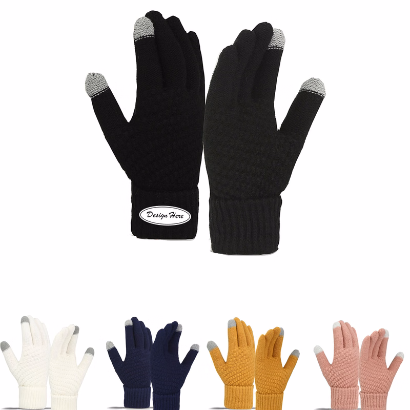 Women's Warm Cable Knit Gloves, Insulated Fleece Lining