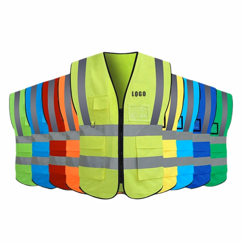 High Visibility Mesh Safety Reflective Vest Pockets Zipper