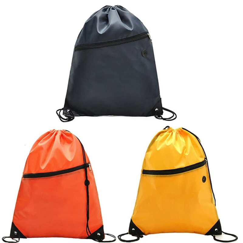 Sport Drawstring Backpack Bag With Front Zipped Pocket 1