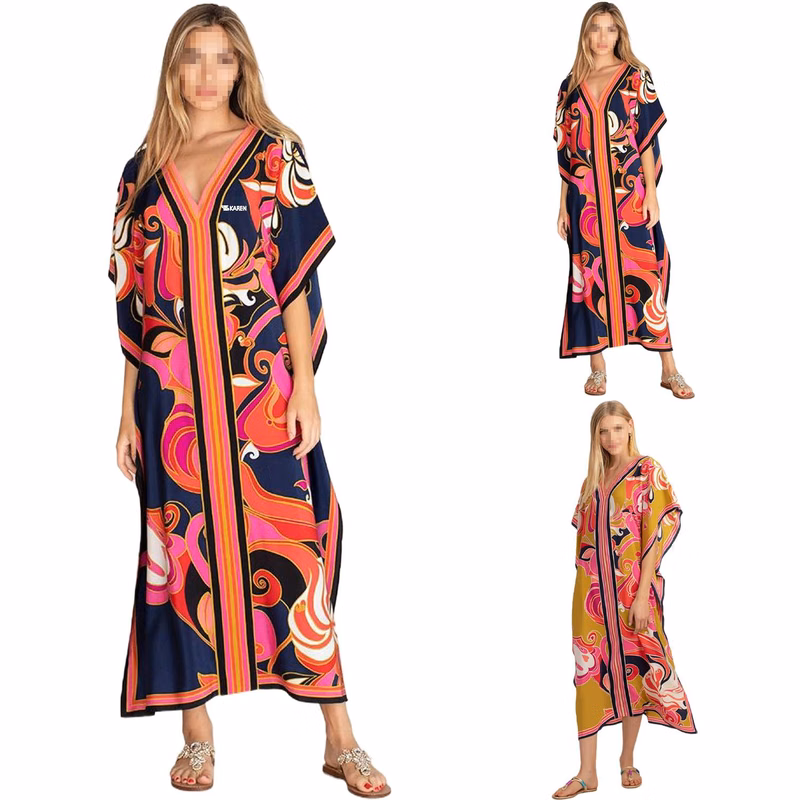 Women Printed Maxi Beach Cover Up Dress