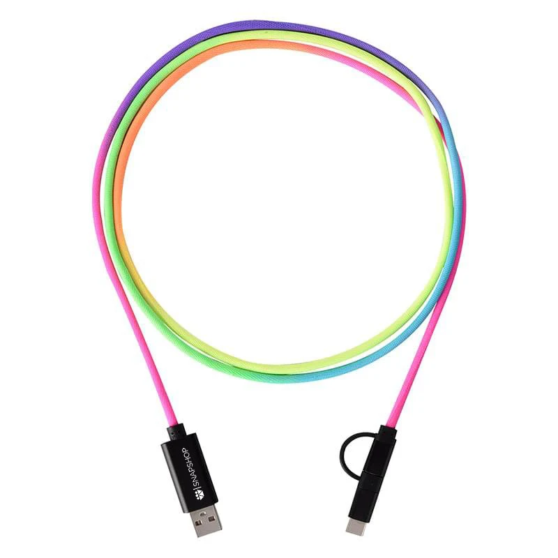 Three-In-One Rainbow-Like Braided Charging Cord 1